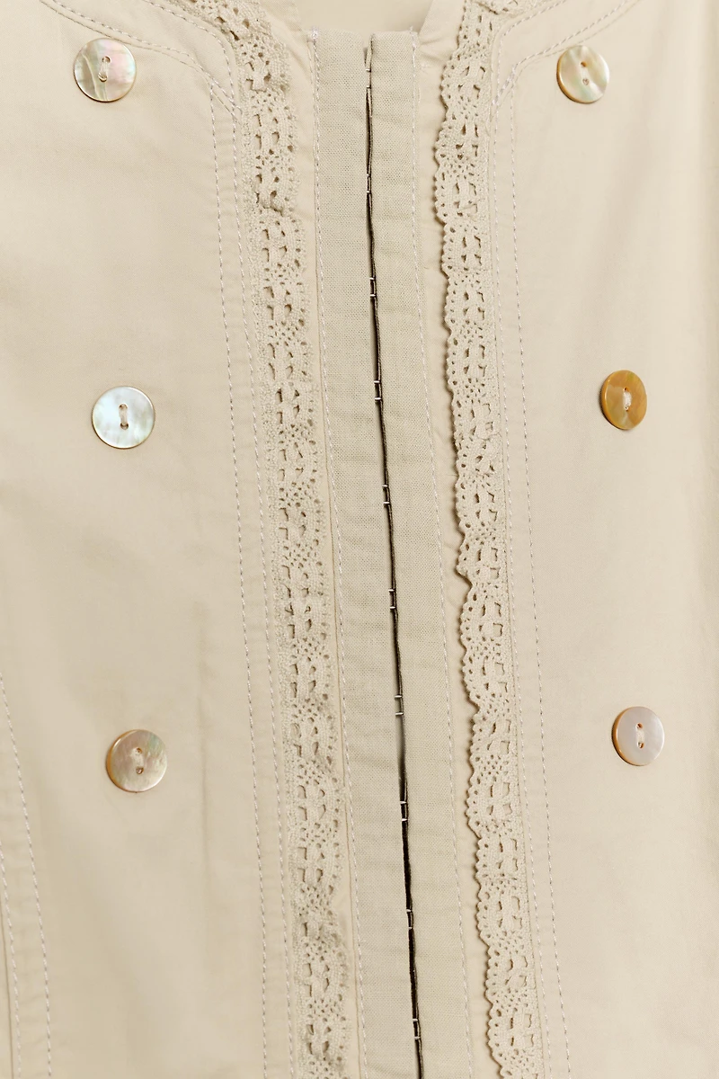 COMBINATION LACE BUTTON JACKET