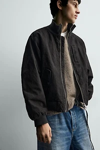 CRINKLE EFFECT BOMBER JACKET