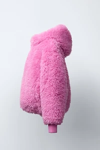 VESTE EFFET FOURRURE À CAPUCHE