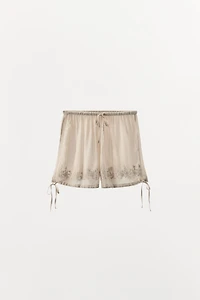 EMBROIDERED BEADED SHORTS