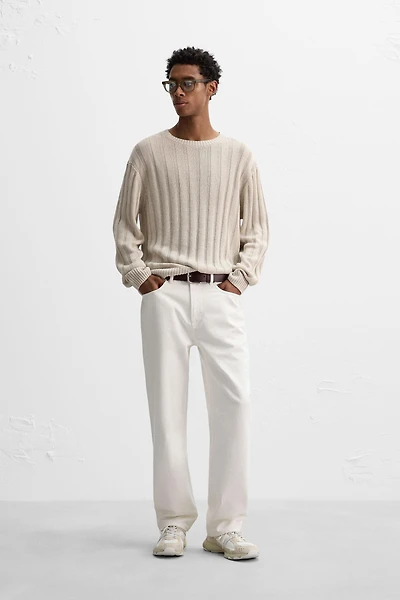 100% LINEN RIBBED SWEATER