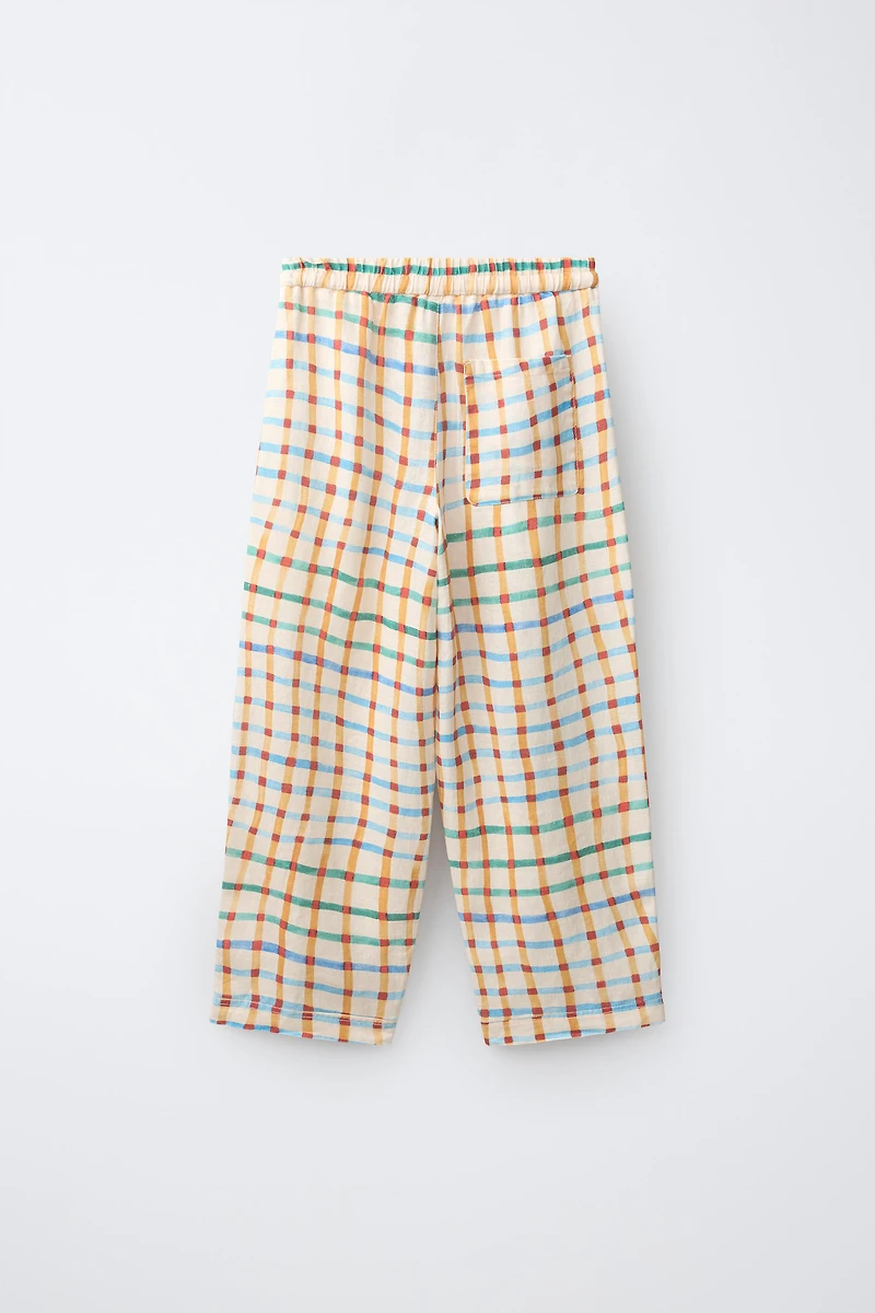 CLARA CEBRIAN 100% LINEN PLAID RELAXED PANTS ©