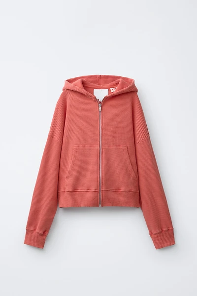 PUKAS SURF WAFFLE CROPPED HOODIE