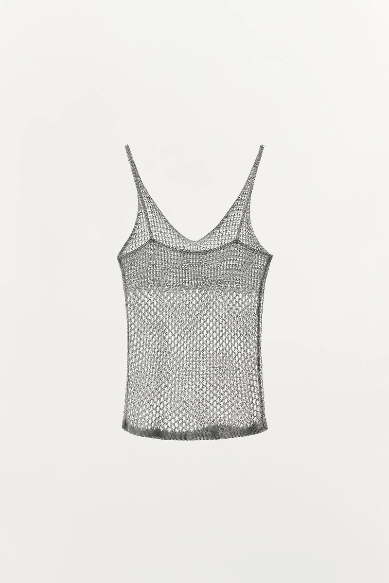 RED METALLIC THREAD TOP