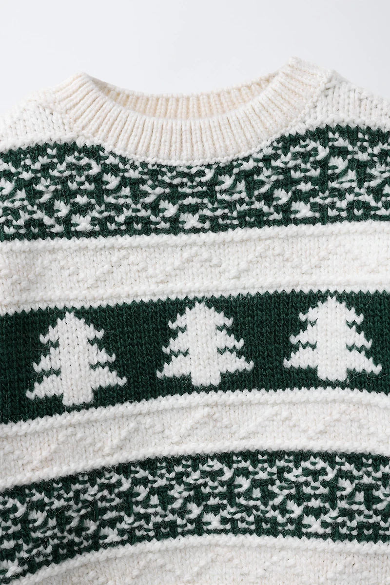 TREE PRINT KNIT SWEATER