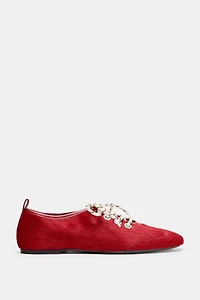 HAIRY LEATHER BALLET FLATS
