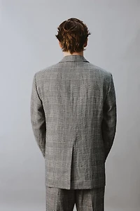 PLAID WOOL - LINEN DOUBLE BREASTED BLAZER AARON LEVINE X ZARA