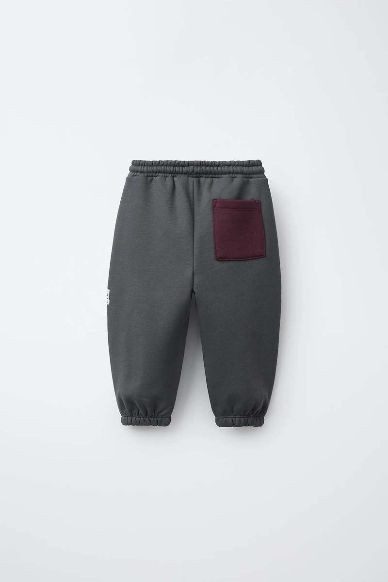 COLOR BLOCK JOGGER PANTS WITH LABEL