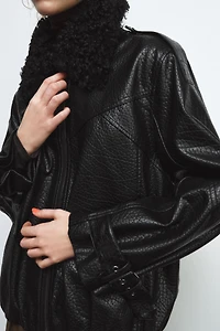 FAUX LEATHER BOMBER JACKET ZW COLLECTION