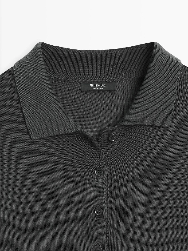 Contrast knit polo dress
