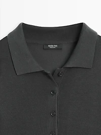 Contrast knit polo dress
