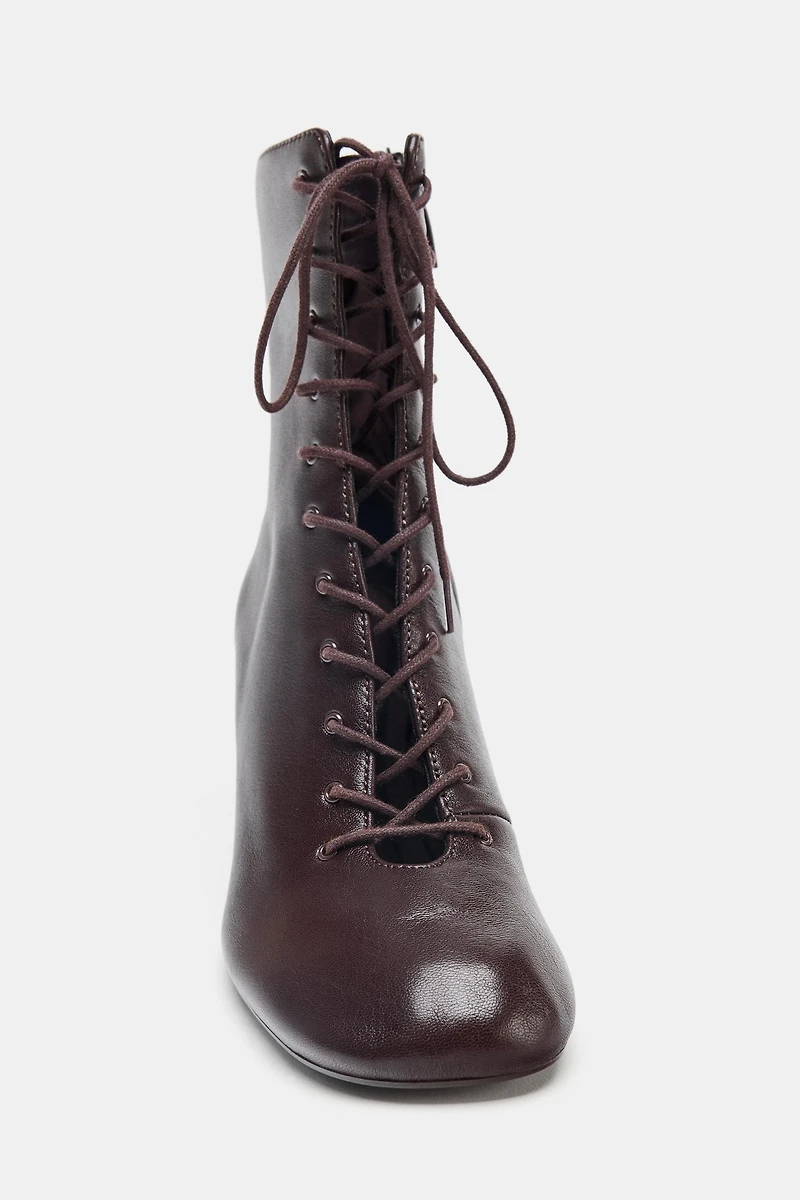 LEATHER KITTEN ANKLE BOOTS