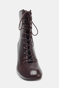 LEATHER KITTEN ANKLE BOOTS