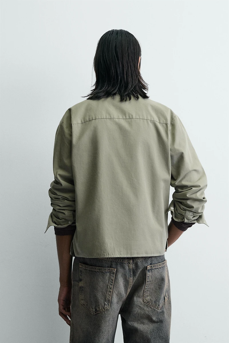 CROPPED FIT ZIP-UP OVERSHIRT