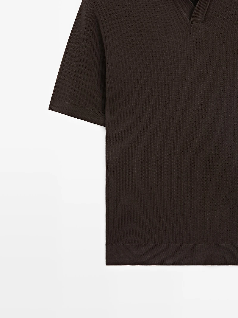 Regular fit cotton knit polo shirt