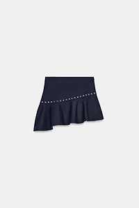 ASYMMETRIC RUFFLE STUD SKIRT