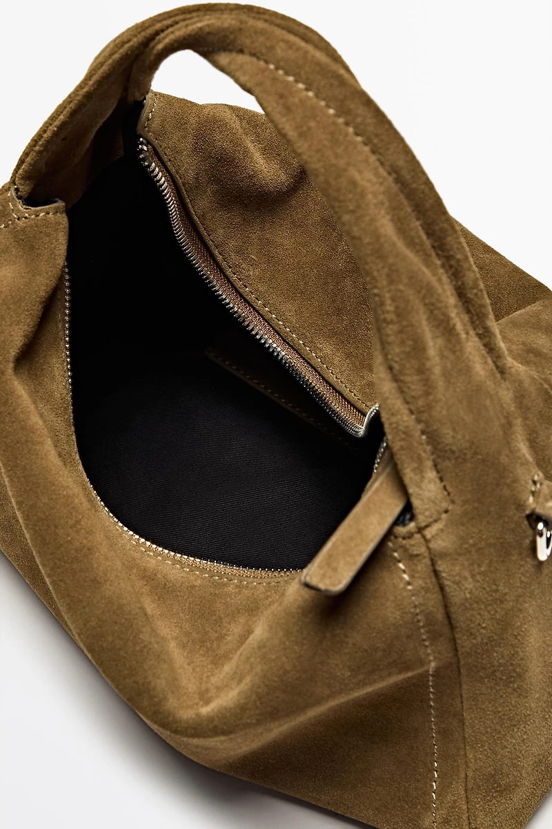Split suede leather crossbody bag