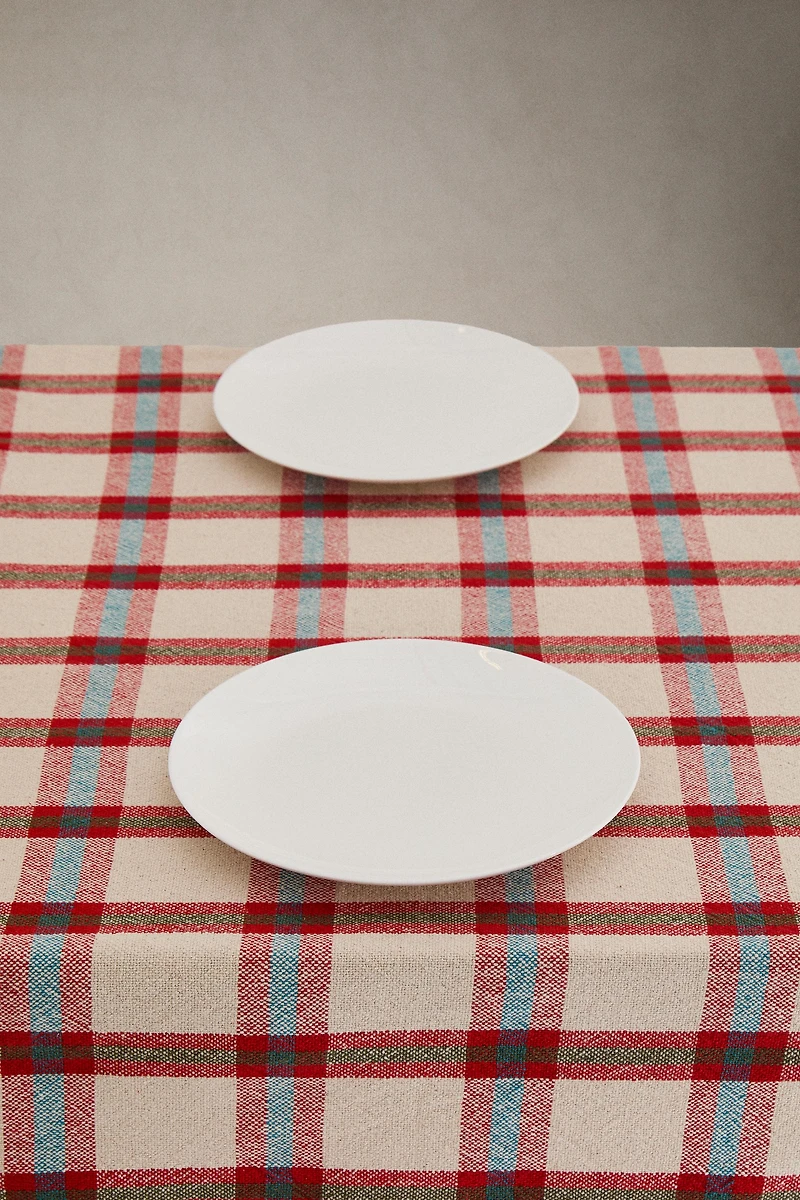 CHECK COARSE COTTON TABLECLOTH
