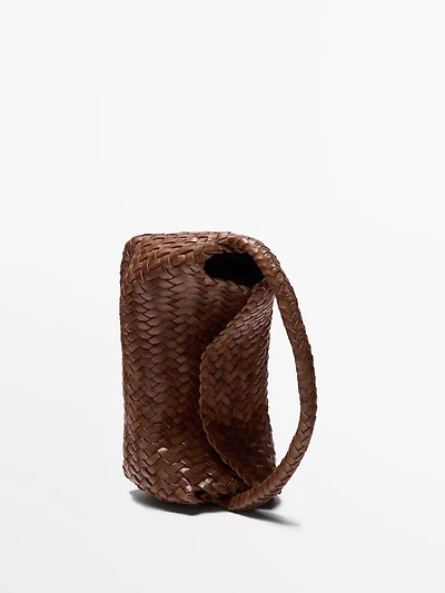 Braided nappa leather crossbody bag