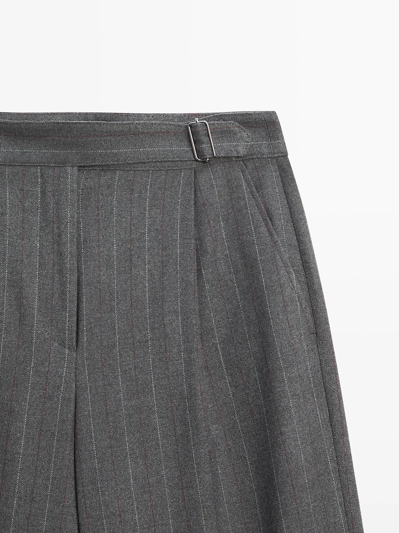 Darted pinstripe trousers