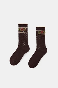 JACQUARD POLKA DOT FLOWER SOCKS