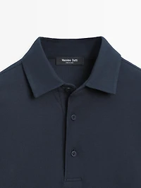 Polo texturé en piqué à manches longues