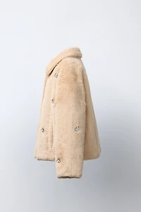 JEWELED FAUX FUR SHORT COAT