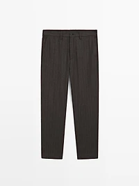 Striped wool blend suit trousers