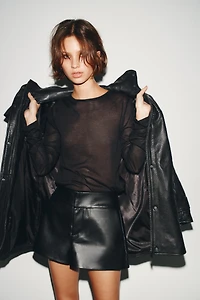 FAUX LEATHER MINI SHORTS