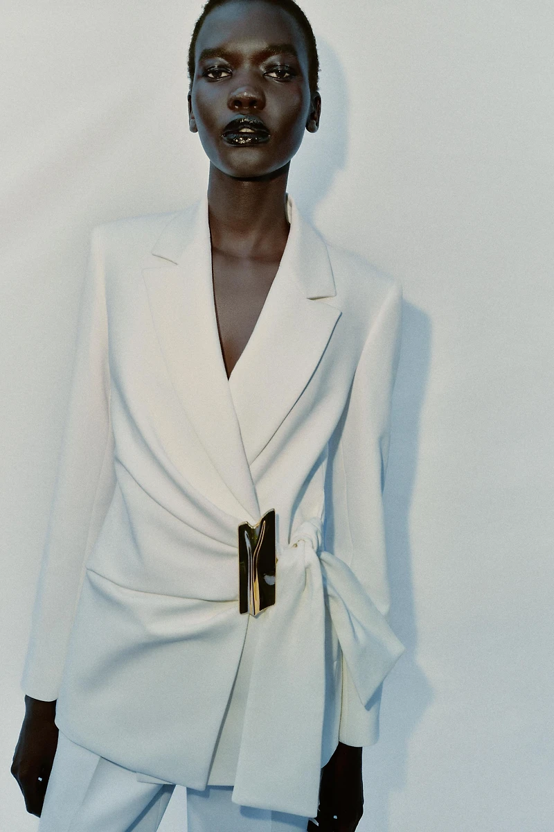 DOUBLE BREASTED BLAZER WITH BUCKLE