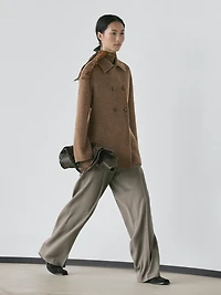 Double-breasted wool blend coat