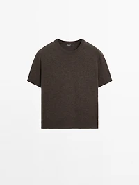 Short-sleeve wool blend knit sweater