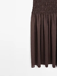 Long flounce dress with gathered detail