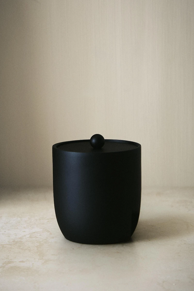 BLACK RESIN BATHROOM JAR