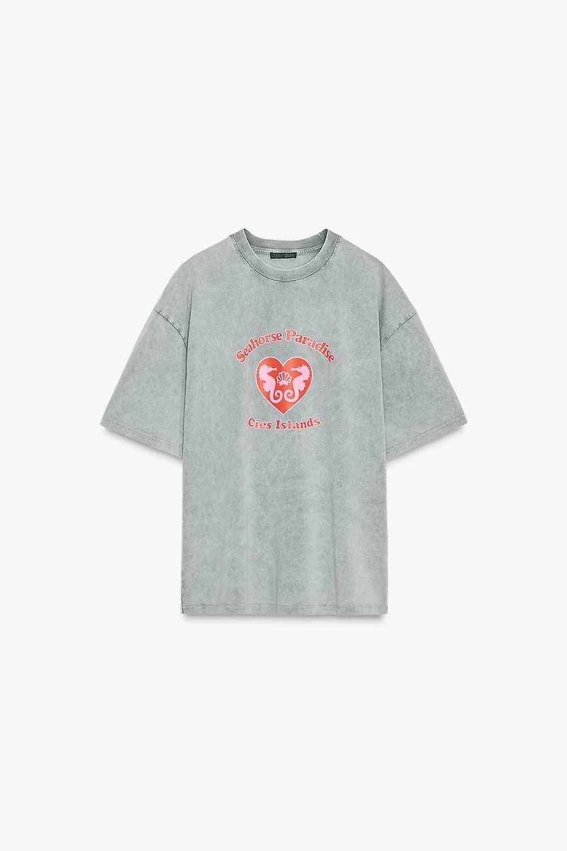 WASHED EFFECT PRINTED T-SHIRT