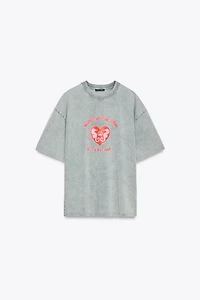 WASHED EFFECT PRINTED T-SHIRT