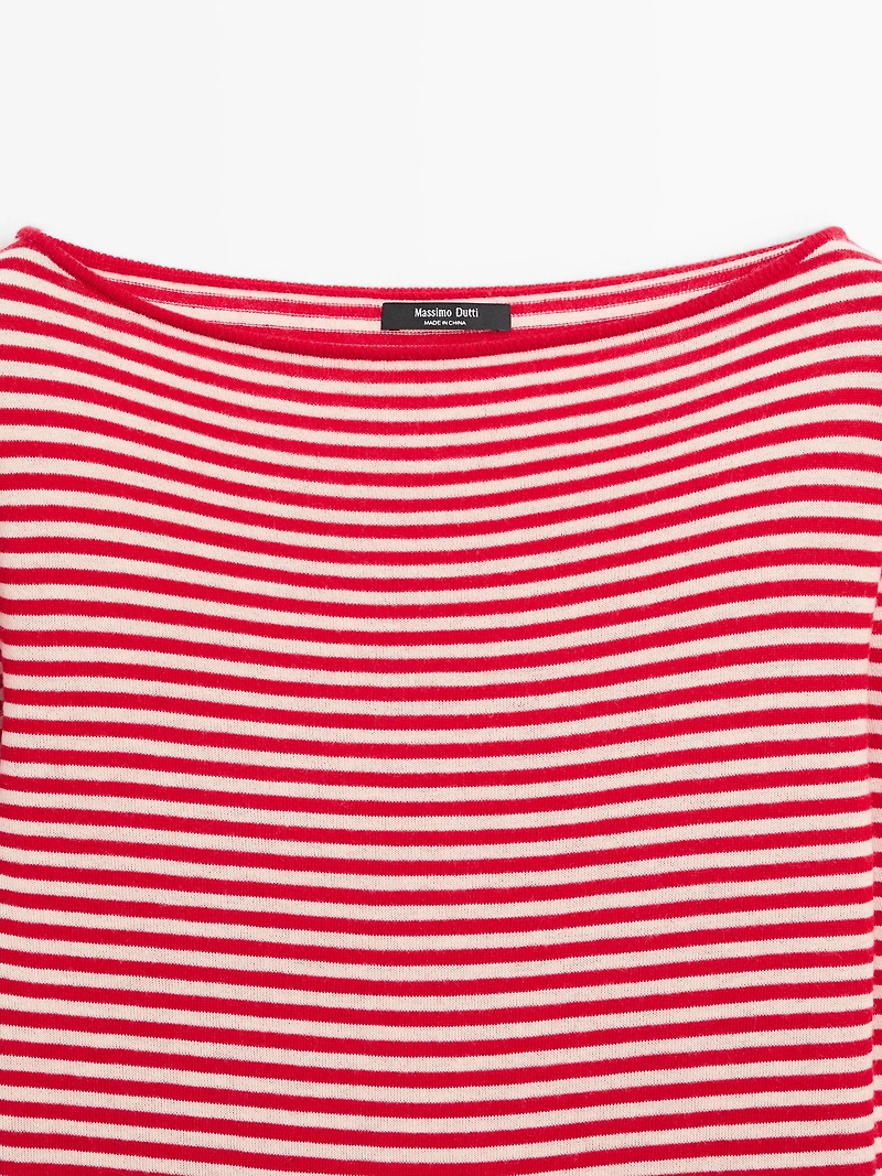 Striped long sleeve knit sweater