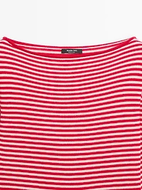 Striped long sleeve knit sweater