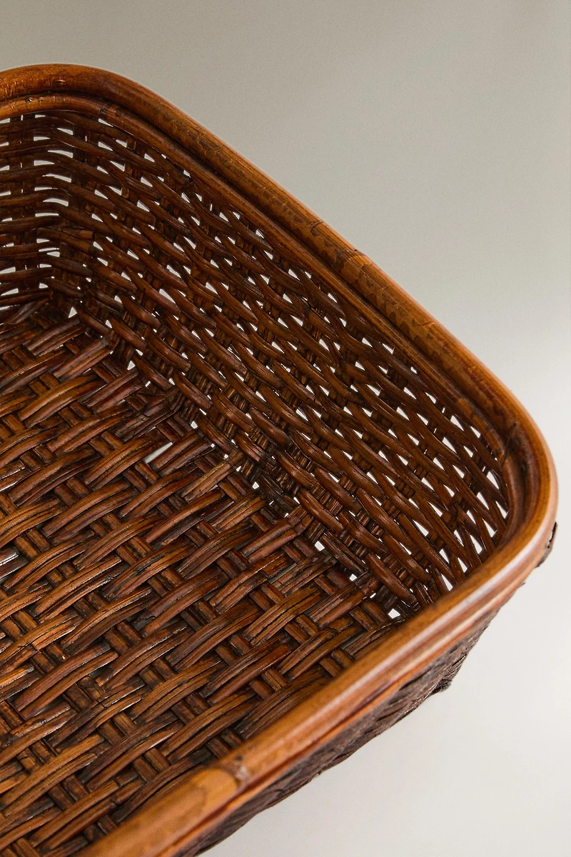 RECTANGULAR RATTAN BASKET