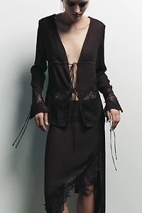 ASYMMETRIC LACE GEORGETTE SKIRT