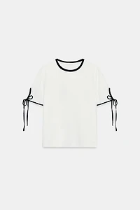 CONTRAST BOW T-SHIRT
