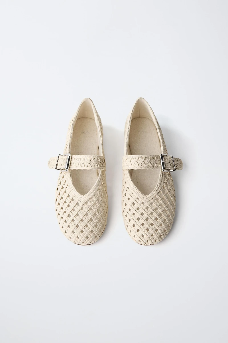 RAFFIA EFFECT BALLET FLATS