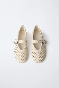 RAFFIA EFFECT BALLET FLATS