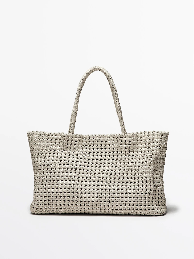 Braided nappa leather shopper bag