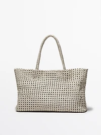 Braided nappa leather shopper bag