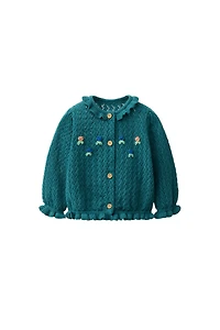 FLORAL EMBROIDERY KNIT CARDIGAN