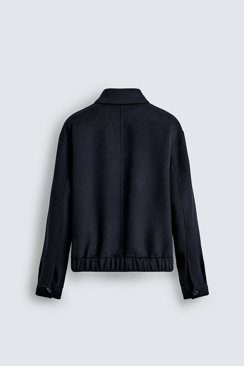 WOOL BLEND CROPPED FIT OVERSHIRT