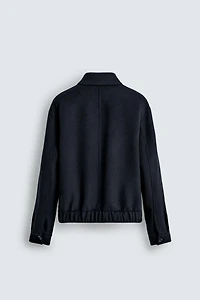 WOOL BLEND CROPPED FIT OVERSHIRT