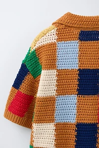 PLAID KNIT SHIRT
