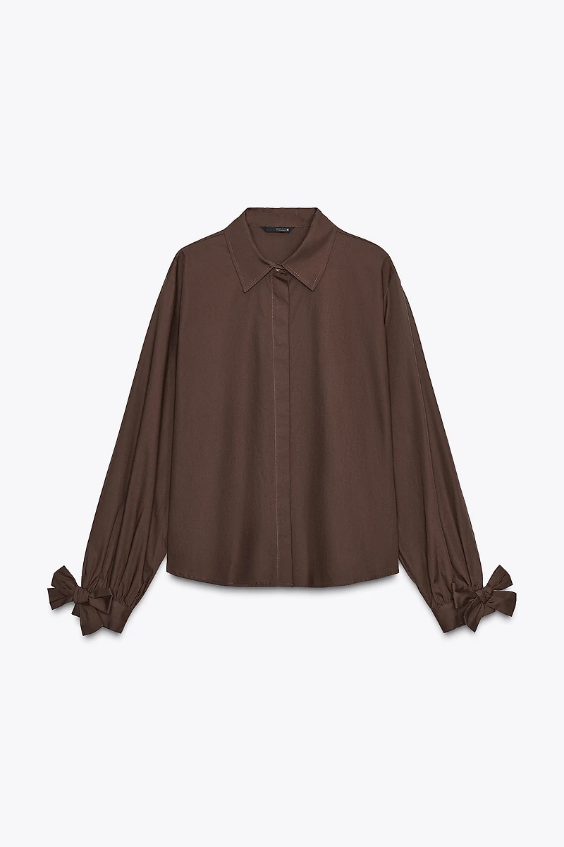 POPLIN SHIRT WITH TIES